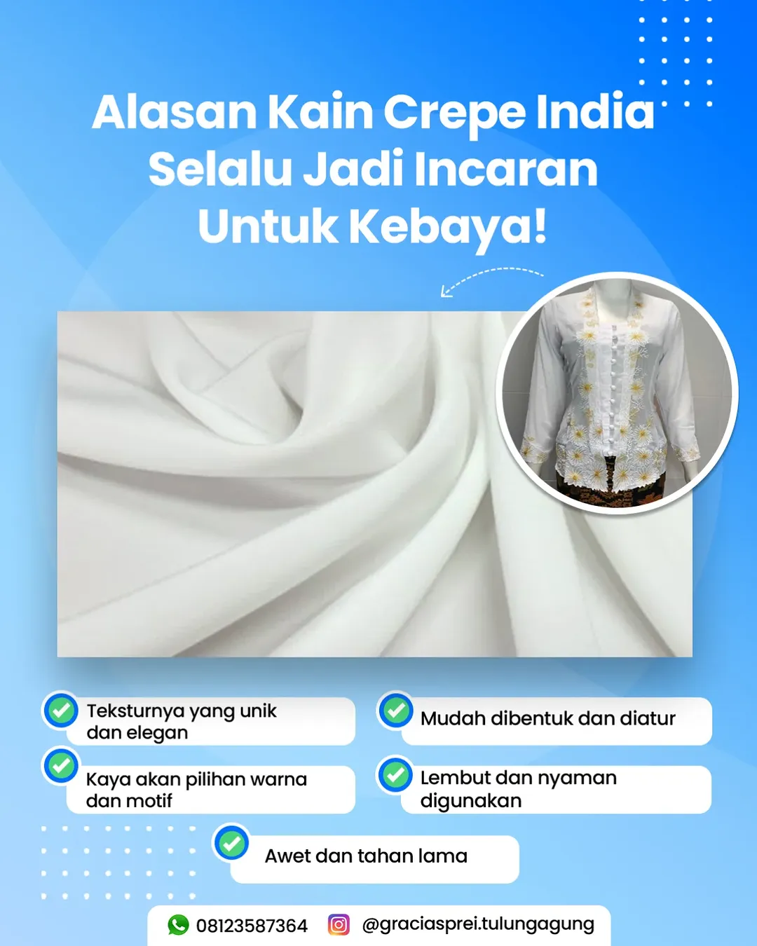 <p>Alasan kain crepe india selalu jadi incaran unt